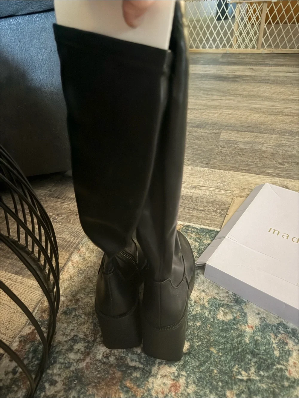 Madden Girl Black Chunky Platform Knee-High Boots